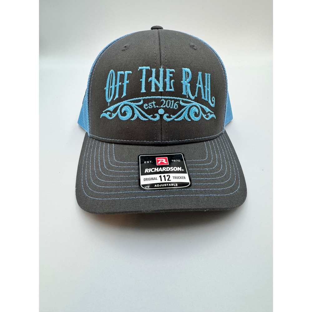 Richardson 112 Off The Rail Trucker Hat Gray Blue Mesh Snapback Cap Billiards